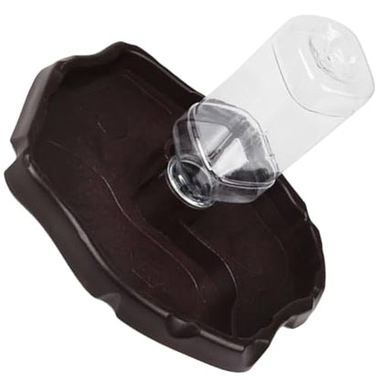Automatic Reptile Water Dispenser and Feeding Bowl Set, Portable Dark Brown Turtle and Lizard Waterer with Reservoir for Terrarium Tank Accessories