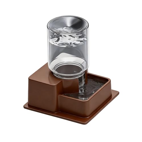 Reptile Automatic Dish - Automatic Reptile Feeder, Crab Water Dispenser | ABS, Bearded Dragon Water Bowl Food Container for Lizard Chameleon Snake Frog Hermit Crab Amphibian Habitat - color: Brown