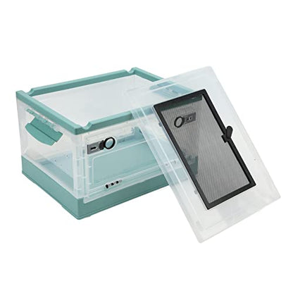 Reptiles Terrarium Foldable Plastic Feeding Tank with Ventilated Mesh, Push Pull Locks, and Detachable Pulley - Space Saving Design, Secure and Portable for Lizards and Tortoises