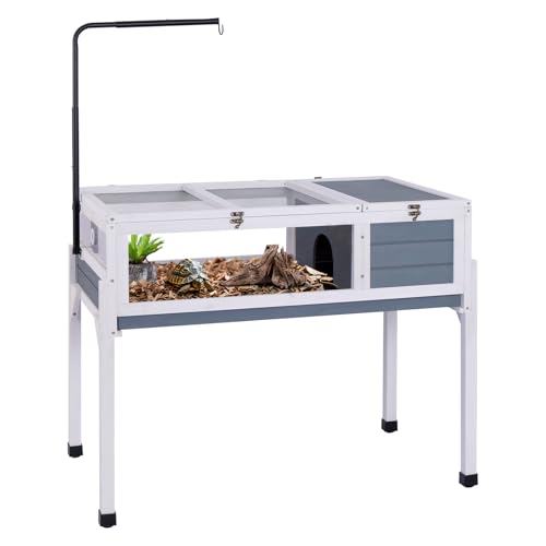 Nicedday Tortoise Habitat with Adjustable Lamp Holder Indoor Tortoises Enclosure for Small Animal Lizards Hamster Snake Turtle Habitat Reptile Cage