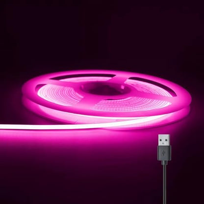 Ultra-Narrow 3mm USB COB LED Strip Lights Self-Adhesive, Kitchen Cabinets, Bedroom, Gaming Desk (Pink, 5ft) - color: Pink, size: 5ft