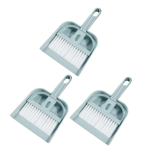 3Pack Mini Bearded Dragon Tank Cleaning Kit - Small Dustpan and Soft Brush Set for Reptile Terrarium, Pet Cage Debris Removal (3pack Blue) - color: 3pack blue
