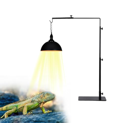 Reptile Heat Lamp Stand, Adjustable Metal Floor Light Bracket, Black