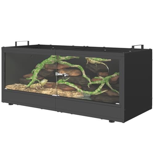 YBING 20 Gallon Reptile Terrarium - Bearded Dragon Tank with Glass Door, Front Opening Reptile Tank 28" x 12"x 12", Metal Frame, Terrarium Habitat for Geckos, Lizard, Snakes, Turtles