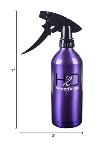 Cricket H2O Water Spray Bottle for Hair, Sparkle Purple, 13.5 oz | Continuous Stream, Adjustable Nozzle, Durable Aluminum, Refillable - color: Purple 13.5oz, size: 13.5 Ounces
