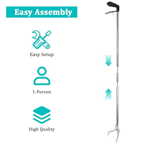 Snake Grabber Tool, 78 Inch Heavy Duty Snake Tongs, Stainless Steel Reptile Catcher Grabber with Anti-Slip Grip, Wide Jaw Multi-Function Handling Tool with Lock, Gloves