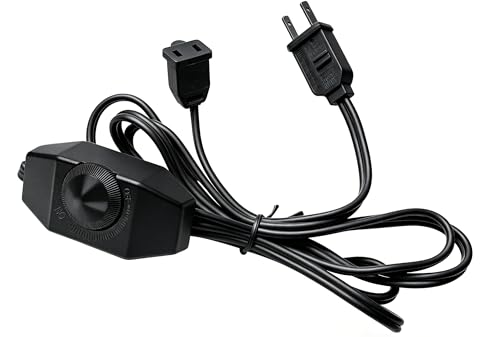 [UL Listed] Black Extension Cord with Dimmer Switch, 6FT/1.8m Lamp Dimmer, 2 Prong Rotary Control for 120V 150W Dimmable LED/Halogen/Incandescent Lights - color: Black Dimmer Switch Cord