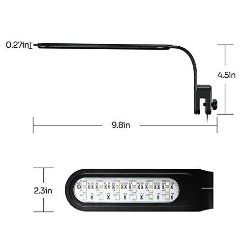 REPTI ZOO 5W Reptile Terrarium Light Fixture, Day and Night LED Clip Light for Reptile Tank, Full Spectrum White Bule Red Lights, 7 Light Modes Clamp Lamp
