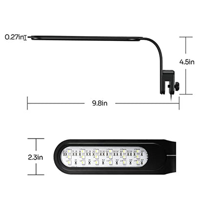 REPTI ZOO 5W Reptile Terrarium Light Fixture, Day and Night LED Clip Light for Reptile Tank, Full Spectrum White Bule Red Lights, 7 Light Modes Clamp Lamp