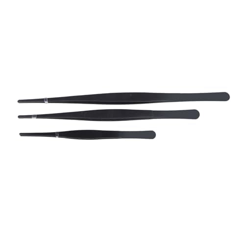 TOPINCN Reptile Feeding Long Tongs, Prevent Slip Stainless Steel Reptile Feeding Tweezers Set Easy Cleaning for Snake (Straight)