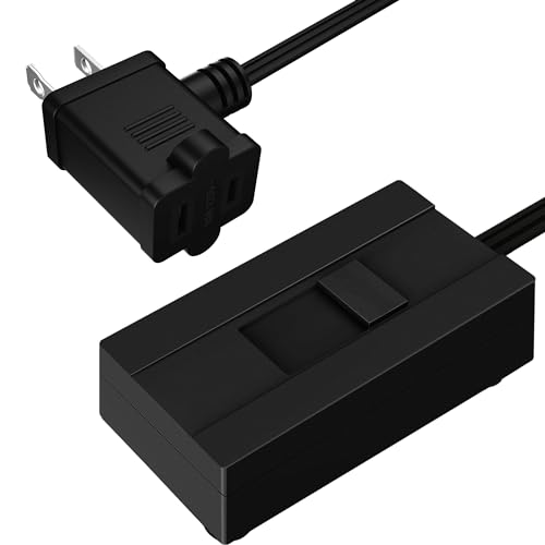 TOPGREENER Table-Top Plug in Dimmer for Table or Floor Lamps, Slide Control, Works with 360 Watt Incandescent/Halogen and 150 Watt Dimmable CFL/LED, Off at Lowest dim, 6ft Cord, TGTTDL300-BK, Black - color: Black, size: 1 Pack
