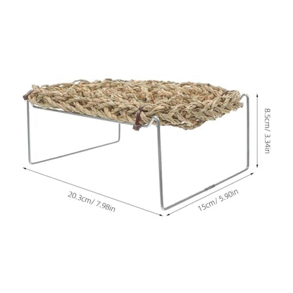 Bearded Dragon Bed: Sea Grass Reptile Sleeping Hammock, Rectangle Basking Platform, Gecko Climbing Accessories for Small Animals Snake Amphibian Bed