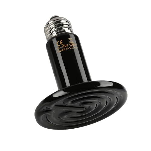 Simple Deluxe 100W Ceramic Heat Emitter, Reptile Heat Lamp No Light Emitting Heat Bulbs for Amphibian Terrarium, Bearded Dragon Lizard Snake Turtle, Brooder Coop Incubating Chicken - size: 100 Watts, style: D-75mm-1 Pcs