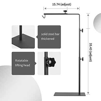 BETAZOOER Reptile Lamp Stand Adjustable 16-35 Inch Domes Heat Lamp Metal Bracket Floor Light Holder Support for Reptile Glass Terrarium Heating Light - size: Large (Pack of 1)