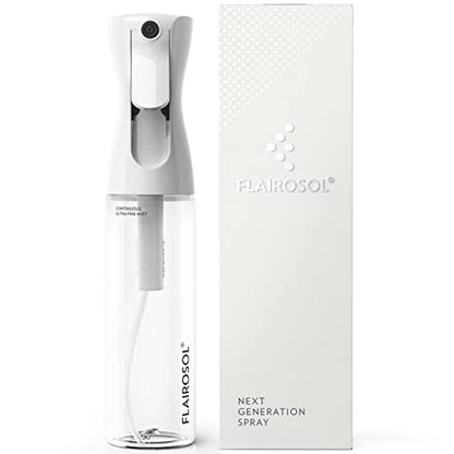 FLAIROSOL - The Original, Spray Bottle for Hair, Plants & More, Continuous Mister, Ultra Fine Water Mist, 10.1oz/300ml, Clear Bottle - Black Print - color: Clear Bottle - Black Print