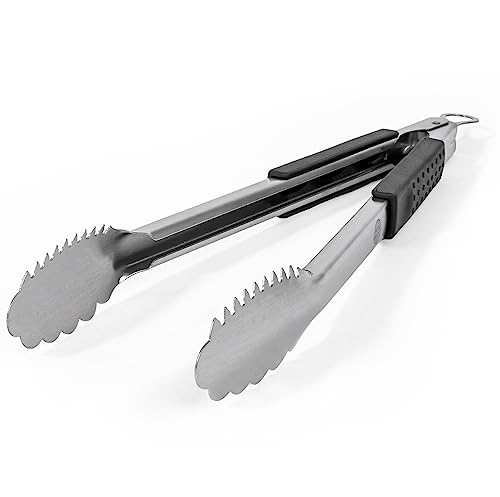 Grill Tongs 16-Inch Extra Long Heavy Duty for Grilling and Barbecue Heat Resistant Hand Grips Stainless Steel for BBQ Outdoor Kitchen and Cooking Hot Grilled Food - size: 16 Inches