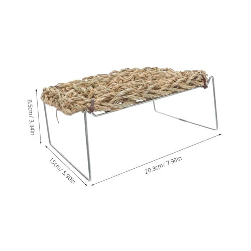 ABOOFAN Bearded Dragon Hammock Lounger with Sea Grass Bed and Metal Legs, Rectangle Reptile Basking Platform for Lizards, Leopard Gecko, Hermit Crab Habitat