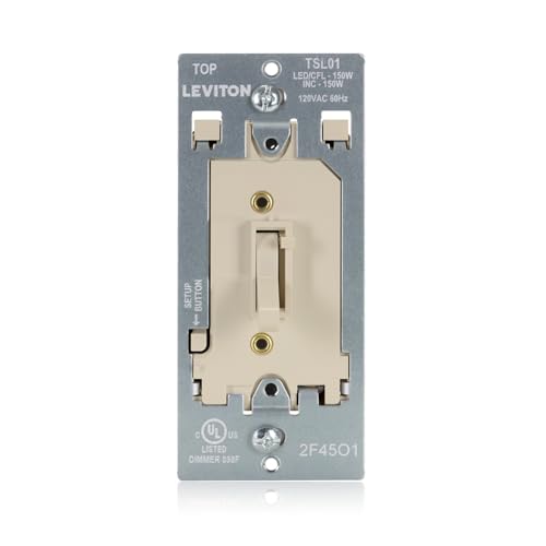 Leviton Toggle Slide LED Advanced Dimmer Switch for 150W Dimmable LED, Halogen and Incandescent Bulbs and Fixtures, TSL01-I, Ivory - color: Ivory
