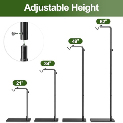 Reptile Heat Lamp Stand Adjustable 21"-62" – Metal Light Holder with Heavy Base for Bearded Dragon, Turtle, Snake, Lizard – Aquarium and Terrarium Heating Lamp Fixture - size: 62" Height
