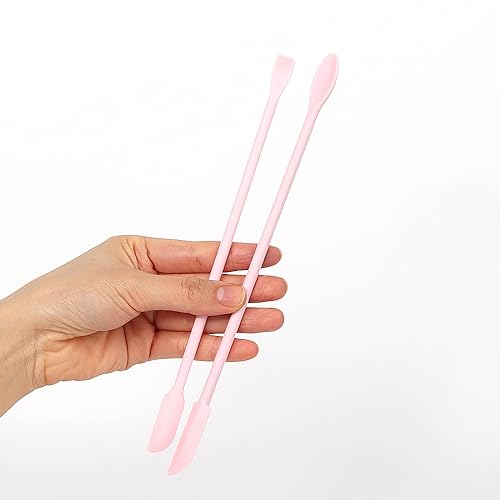2Pcs Reptile Powder Fruit Mixing Stirring Food Feeding Spoon fit Crested Gecko Gargoyle Bearded Dragon - Pink