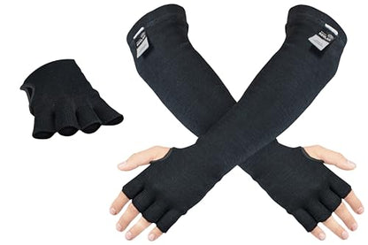 Cut Heat Bite Resistant Arm Sleeves –EN388 Certified Arm Protection Sleeve for Welding, Cooking, Cat & Dog Handling - color: Black
