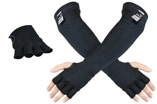 Cut Heat Bite Resistant Arm Sleeves –EN388 Certified Arm Protection Sleeve for Welding, Cooking, Cat & Dog Handling - color: Black
