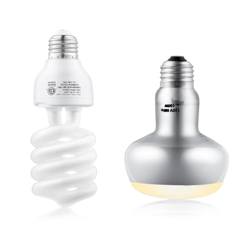 DXOPHIEX 100W Reptile Heat Lamp and 26W 10.0 UVB Bulb Combo Pack, UVA Basking Bulb and UVB Light for Reptiles, Basking Light for Bearded Dragon, Turtles, Snake and Lizard