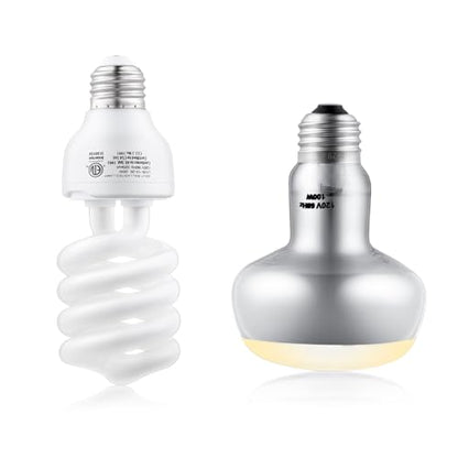 DXOPHIEX 100W Reptile Heat Lamp and 26W 10.0 UVB Bulb Combo Pack, UVA Basking Bulb and UVB Light for Reptiles, Basking Light for Bearded Dragon, Turtles, Snake and Lizard