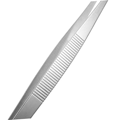 DOITOOL 2pcs Stainless Steel Straight Curved Tweezers Long Reptile Light Nippers Angled Feeding Tongs
