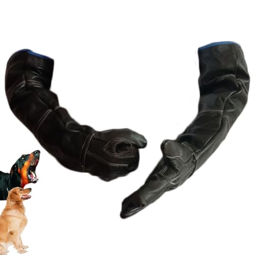 EUNOGO 60cm/ 23.6in Bite Proof Glove for Gardening, Animal Handling Gloves Bite Proof Reinforced Leather for Grooming,Trips to Vet, Animal Handling,Puncture & Scratch Resistant