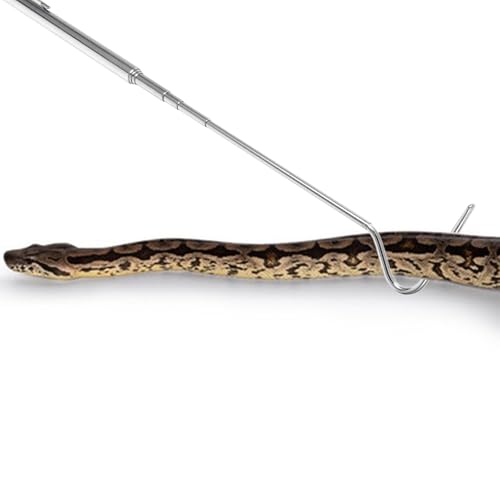 Healifty Retractable Stainless Steel Snake Grabber Tool Adjustable Collapsible Snake Catcher Hook for Safe Reptile Handling