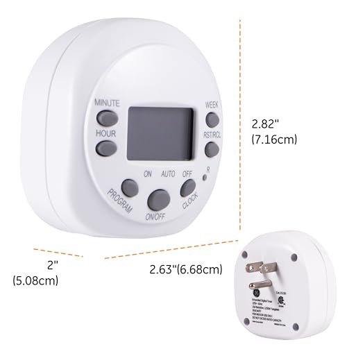 GE 7-Day Programmable Indoor Digital Timer, 1 Grounded Outlet, Weekly / 7 Day Cycle Plug for Electrical Outlets, 125 VAC Light, Plug, Lamp, White, 1 Pack, 15150