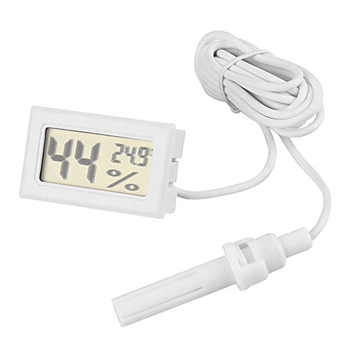 LCD Digital Temperature Humidity Display Thermometer Hygrometer, Integrated Thermometer Hygrometer with External Probe, for Reptile