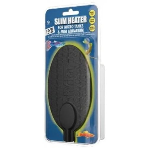 Hydor Betta Bowl Slim Fish Tank Heater, 7.5-watt, measures 5.4L x 2.5W inches oval, black; For tanks 2-5 gallons - size: 7.5 Watt, Oval, up to 5 gal