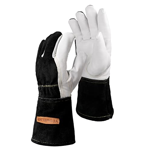 YESWELDER Premium Goatskin TIG Welding Gloves | Top Grain Leather | High Dexterity |True - Fit-M - size: Medium (Pack of 1)