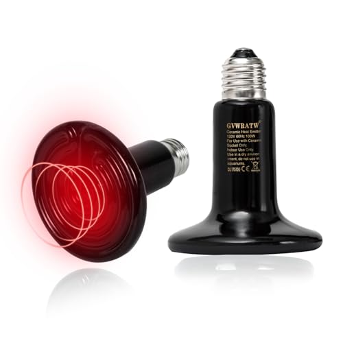 0.25 inch(75mm) Ceramic Heat Emitter Bulb 2 Pack for Reptiles – No Light Infrared Heat Lamp for Lizards, Snakes, Bearded Dragons – Safe Nighttime Heating for Terrariums & Outdoor Pet Brooders - color: 100 Watt, size: 75 mm
