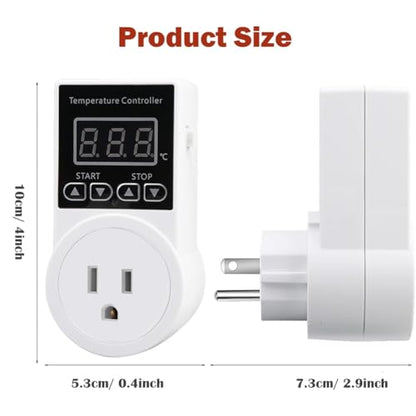 Greenhouse Thermostat Plug Socket LCD Screen with Waterproof Sensor Probe for Reptile Home US Plug