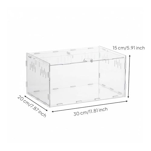 Acrylic Habitat Clear Observation Reptile Cage Secure Closure Multiple Ventilation Holes Suitable for Pet Feeding Home Display, 30-20-15cm - style: 30-20-15cm