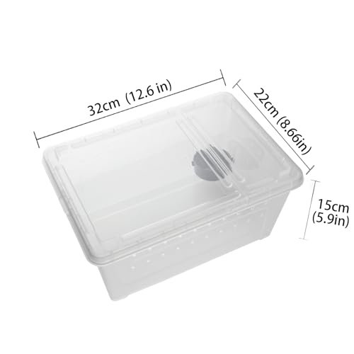 OMEM Portable Reptile Terrarium Habitat for Mini Pet Houses Breathable Holes Stackable Container (L) - size: 1PCS-Clear-L
