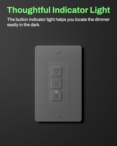 BN-LINK Dimmer Light Switch for Dimmable LED Light, Incandescent and CFL, Wall Plate Included, Two Dimming Modes, Single-Pole Only, Neutral Wire Required, White