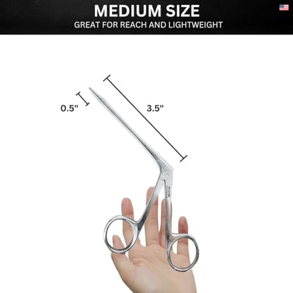 ADROIT 3.5" Angled Alligator Hemostat Forceps | 6" Total Length | Stainless Steel | Serrated Grip | Multifunctional Design | Lightweight & Durable - size: 3.5", style: Alligator