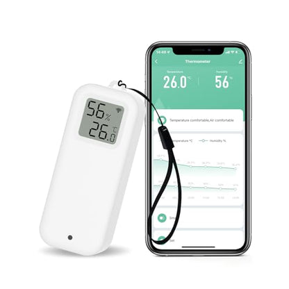Room Thermometer Indoor, WiFi Humidity Meter with Smart Alert, Data Storage and Calibration, Temperature and Humidity Monitor for Baby Room, Greenhouse, White 1 Pack with Screen - size: Single, style: Minimalist