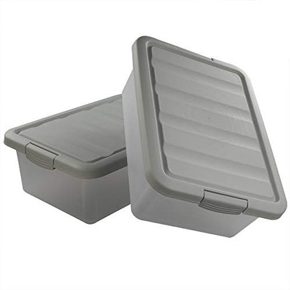 14 Quart Plastic Storage Box, Clear Storage Bin with Lid, 2 Packs - color: Grey