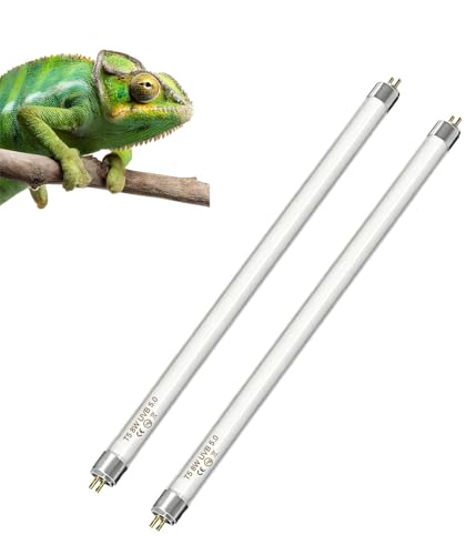 2 Pack 8 Watt 5.0 UVB T5 Reptile Light Tube 12 Inch Dual Pack UVA UVB Fluorescent Basking Lamp for Chameleon Reptile Pet Daily Lighting