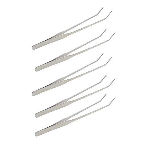 Utoolmart Aquarium Plant Tweezer, Stainless Steel Curved Tweezer, Aquarium Tweezers Extra Long 27cm, for Fish Tank Plant Aquascape Tools, Feeding Tongs, 5 Pcs - color: 5pcs, size: 27cm Curved