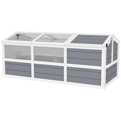 Professional Durable Tortoise Habitat Outdoor with Base-Free Design, Sliding Access Doors, Polycarbonate Sun Panel Windows, LightGray