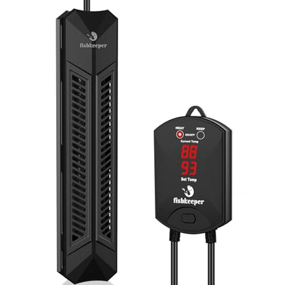 fishkeeper Aquarium Heater, 500 W Adjustable Fish Tank Heater with Digital Display Controller, Submersible Water Heater with Thermostat Over-Temperature Protection for Saltwater Freshwater 66-132 Gal - size: 500W