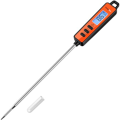 TempPro TP01A Digital Meat Thermometer for Cooking Candle Liquid Deep Frying Candy, Food Instant Read Thermometer with Super Long Probe, Backlit, Kitchen Gift for Dad Husband (Previously ThermoPro) - size: Digital