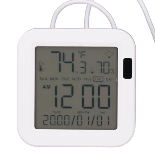 Digital Hygrometer Indoor Thermometer, Wired Room Thermometer and Humidity Gauge with LCD Backlit Display, Indoor Hygrometer Sensor for Bedroom, Baby Room, Office, Terrarium
