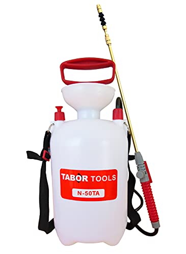 TABOR TOOLS 1.3 Gallon Lawn and Garden Pump Pressure with Pressure Relief Valve, Adjustable Shoulder Strap, Telescopic Adjustable Wand and Extra Set of Seals. N50TA. - size: 1.3 G + adjustable wand